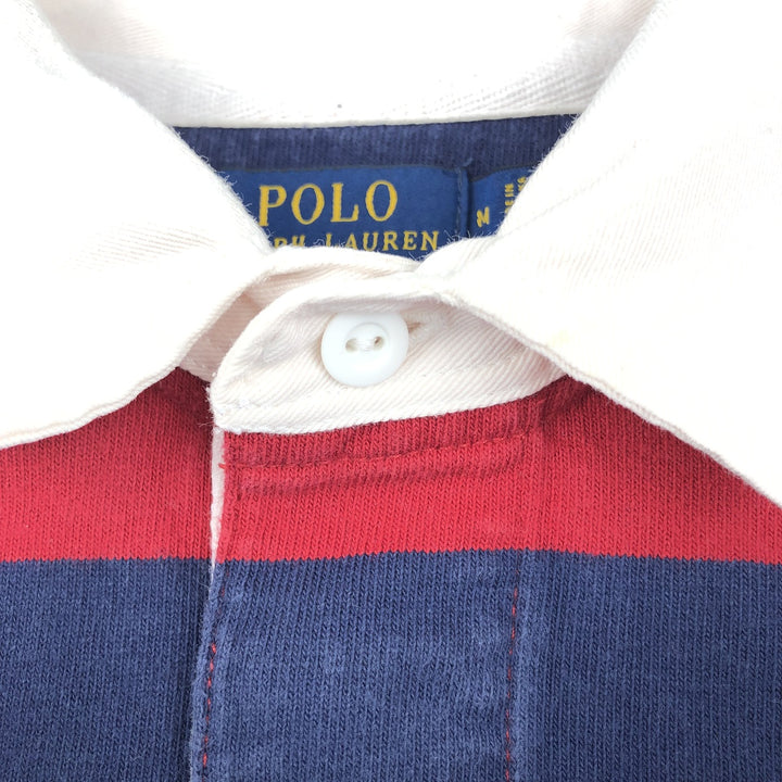 Ralph Lauren POLO RALPH LAUREN Striped Pattern Long Sleeve Rugby Shirt Men's M cotton red type Vintage Second Hand