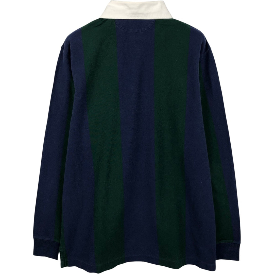 Ralph Lauren POLO RALPH LAUREN Stripe Pattern Long-Sleeve Rugby Shirt, Men's Size L (approx.) cotton Green type dark green Vintage Second Hand