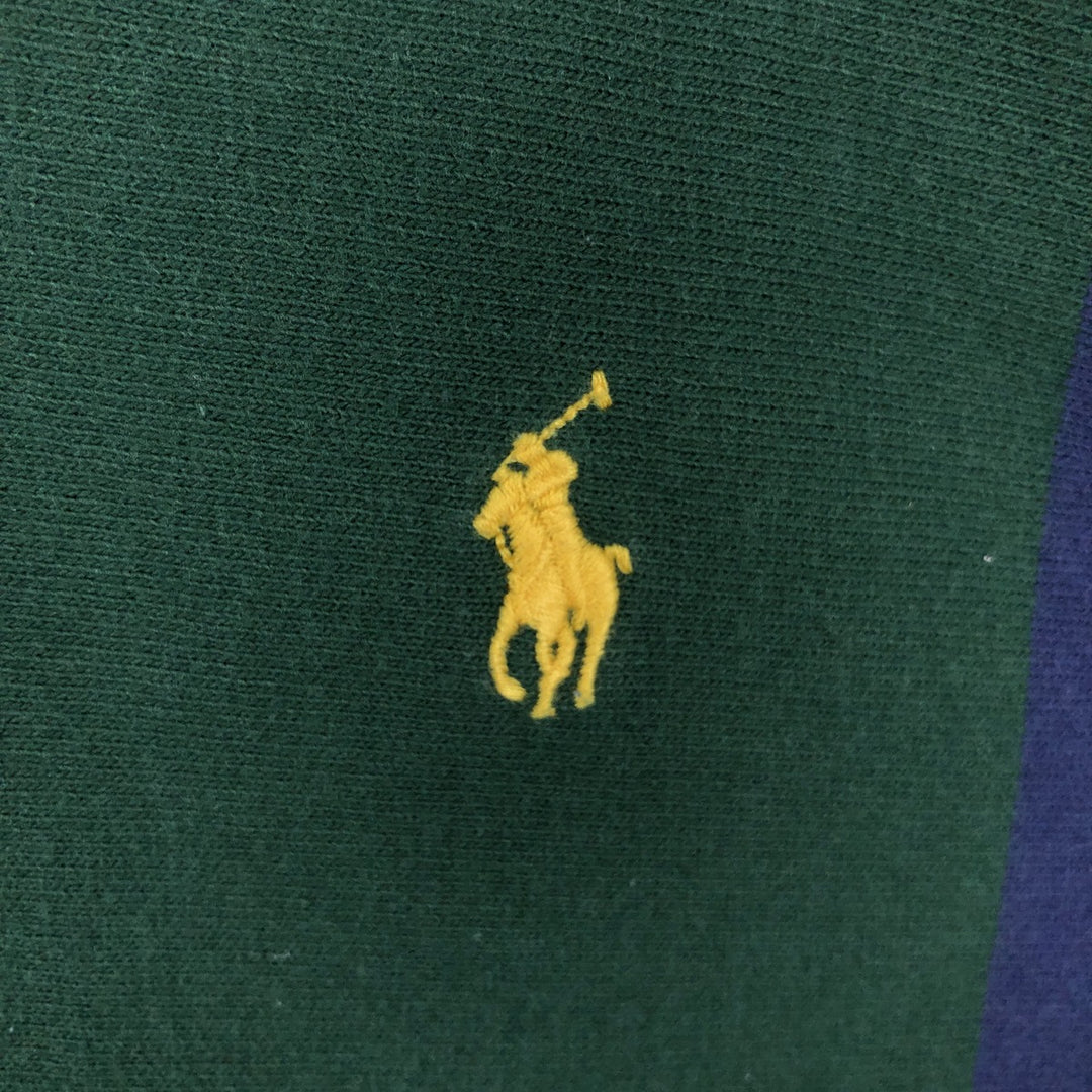 Ralph Lauren POLO RALPH LAUREN Stripe Pattern Long-Sleeve Rugby Shirt, Men's Size L (approx.) cotton Green type dark green Vintage Second Hand