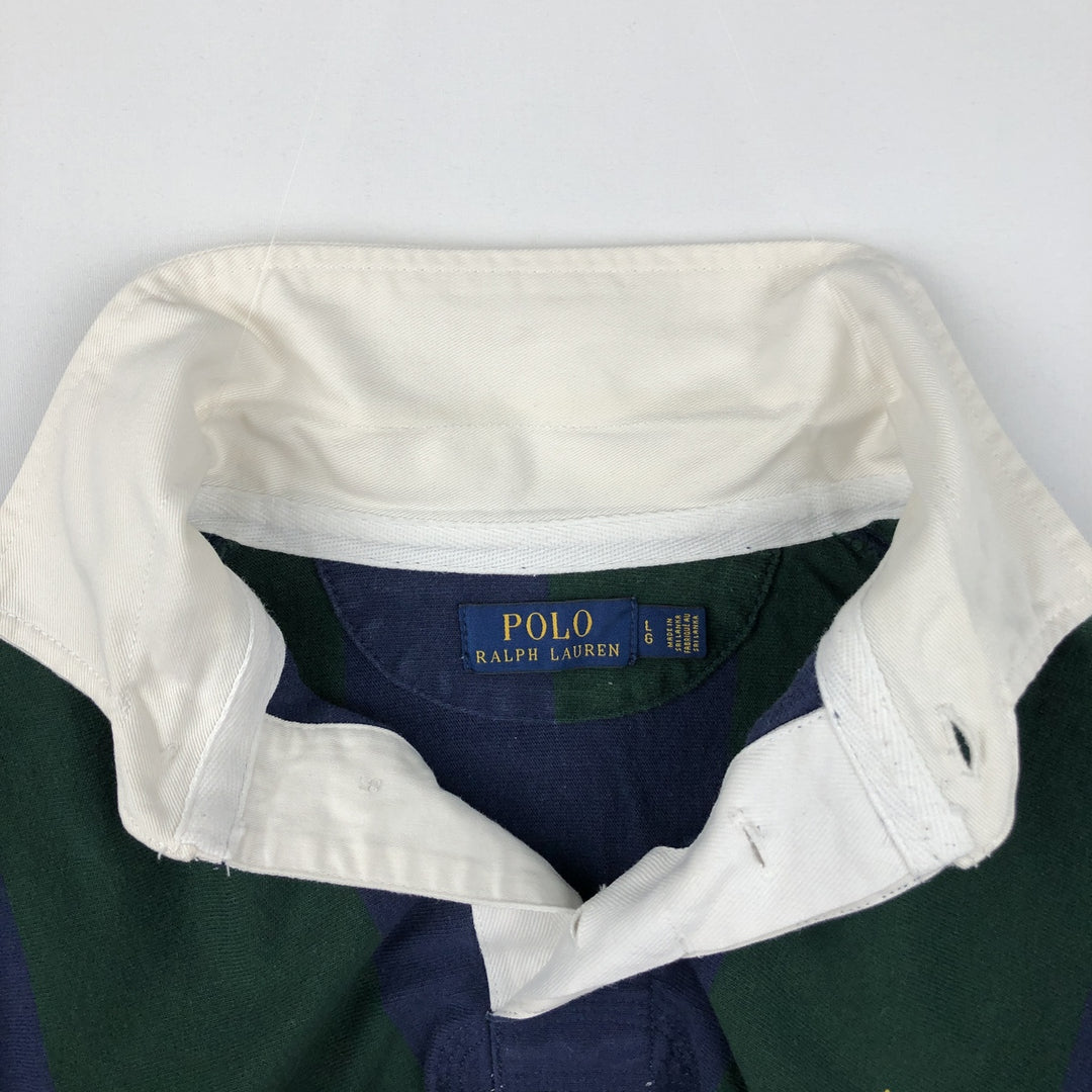 Ralph Lauren POLO RALPH LAUREN Stripe Pattern Long-Sleeve Rugby Shirt, Men's Size L (approx.) cotton Green type dark green Vintage Second Hand