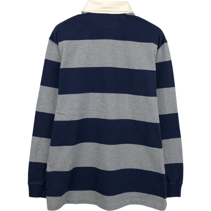 Ralph Lauren POLO RALPH LAUREN Striped Pattern Long Sleeve Rugby Shirt Men's Size L cotton gray type Vintage Second Hand
