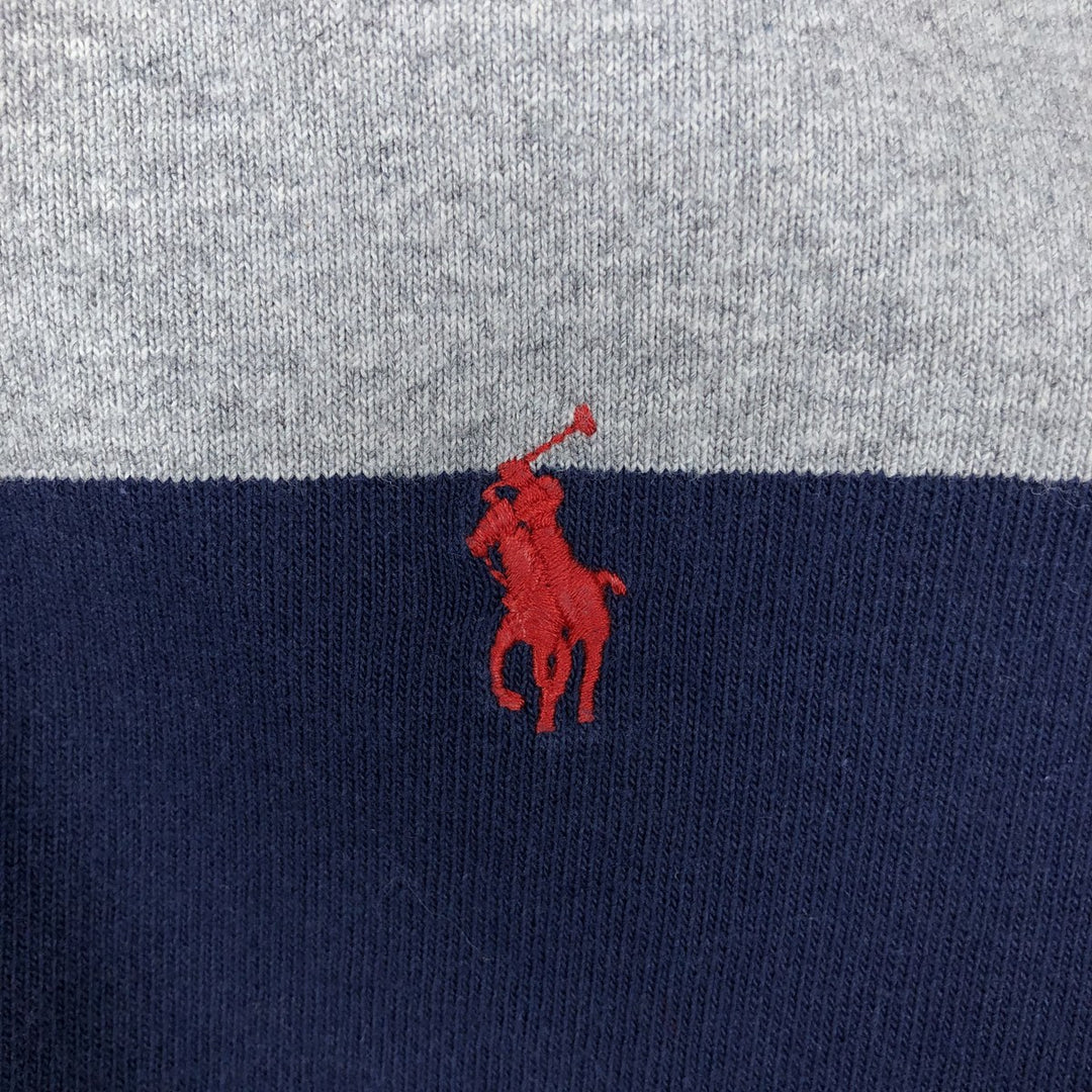 Ralph Lauren POLO RALPH LAUREN Striped Pattern Long Sleeve Rugby Shirt Men's Size L cotton gray type Vintage Second Hand
