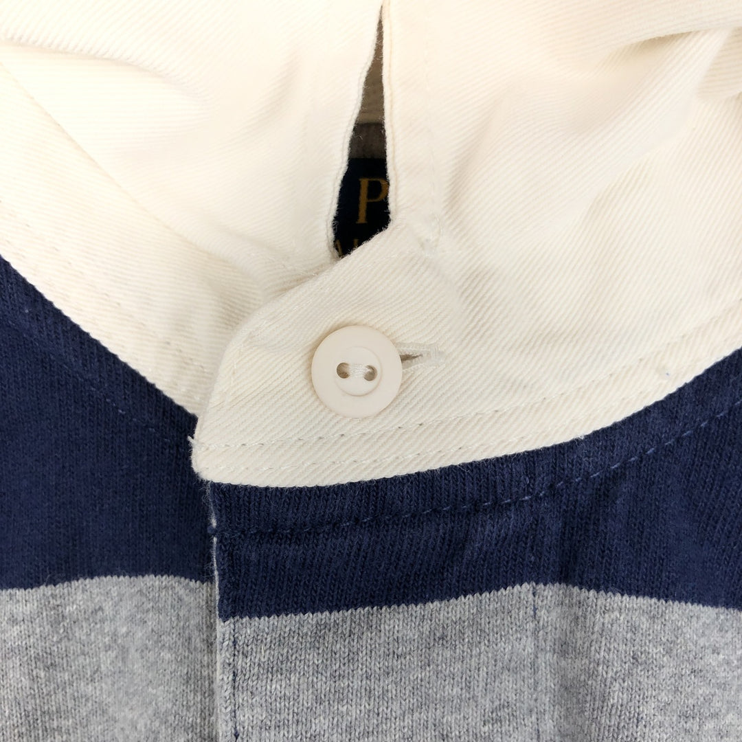Ralph Lauren POLO RALPH LAUREN Striped Pattern Long Sleeve Rugby Shirt Men's Size L cotton gray type Vintage Second Hand