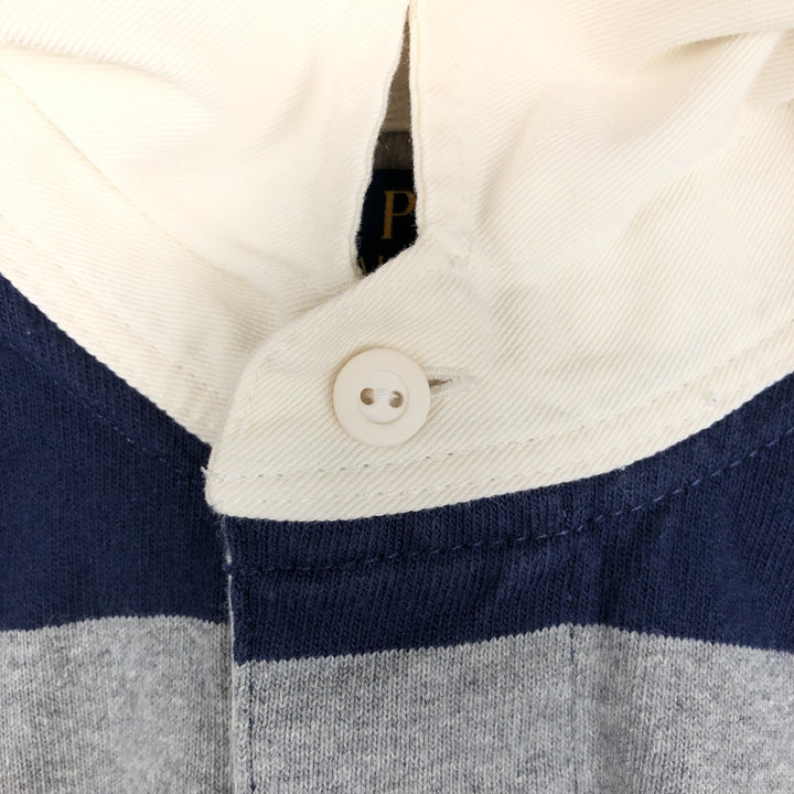 Ralph Lauren POLO RALPH LAUREN Striped Pattern Long Sleeve Rugby Shirt Men's Size L cotton gray type Vintage Second Hand