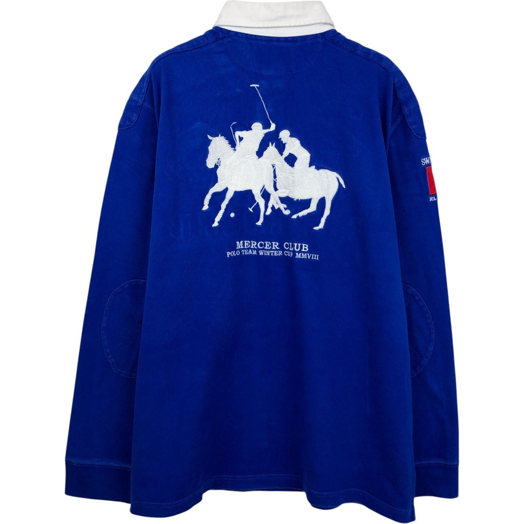 Ralph Lauren POLO by Ralph Lauren CUSTOM FIT Double Pony Long Sleeve Rugby Shirt, Men's XL cotton blue type Vintage Second Hand