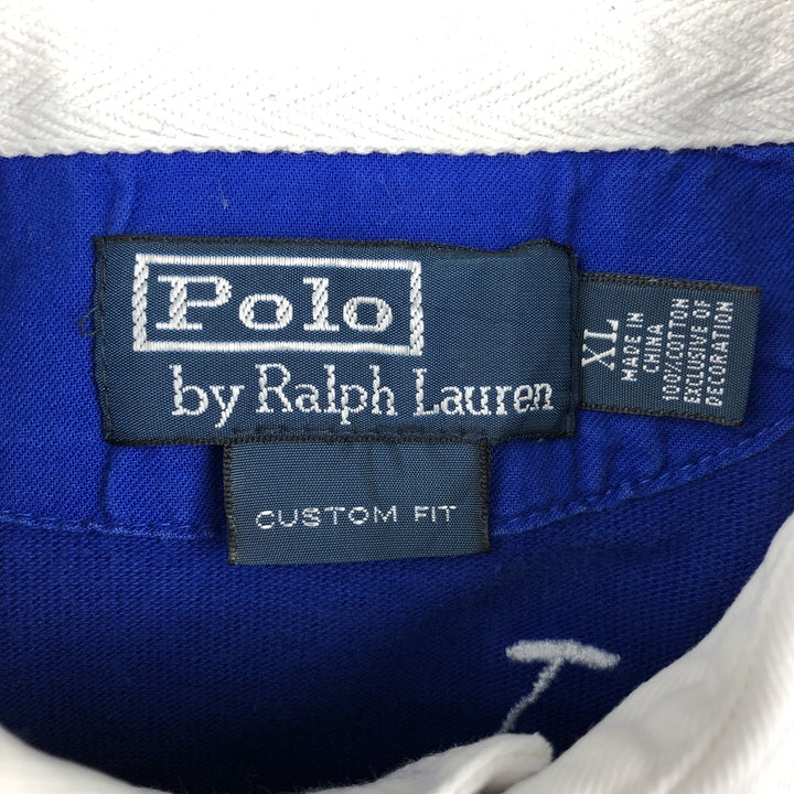 Ralph Lauren POLO by Ralph Lauren CUSTOM FIT Double Pony Long Sleeve Rugby Shirt, Men's XL cotton blue type Vintage Second Hand
