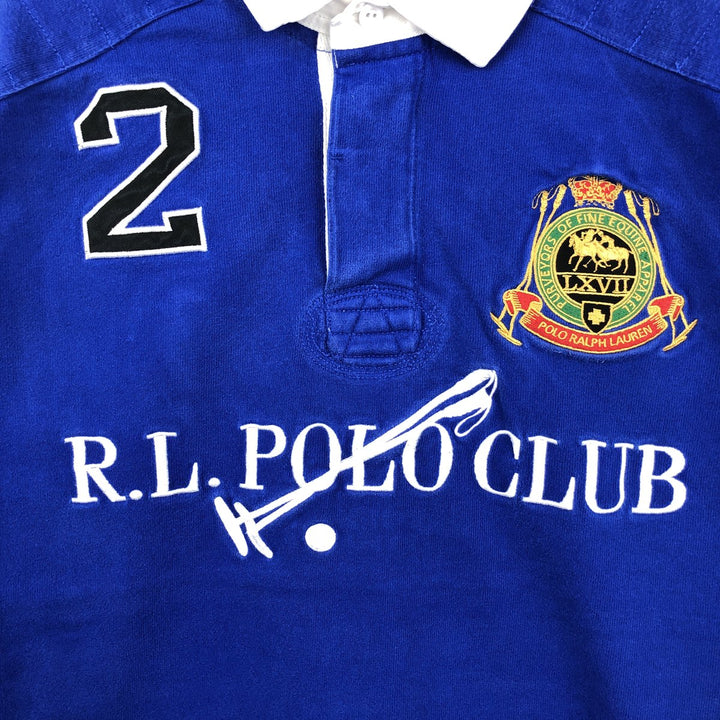 Ralph Lauren POLO by Ralph Lauren CUSTOM FIT Double Pony Long Sleeve Rugby Shirt, Men's XL cotton blue type Vintage Second Hand