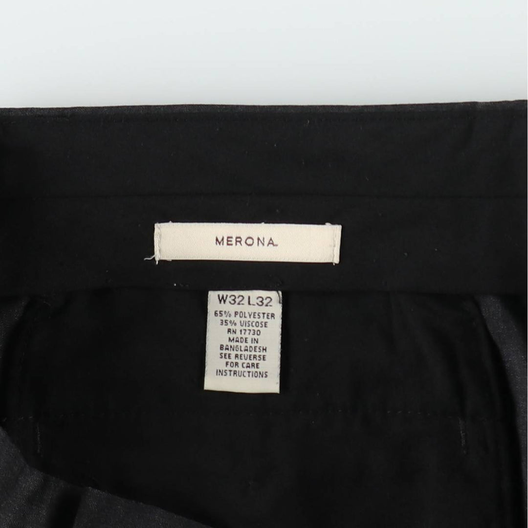 MERONA Two-Pleat Slacks Pants, Men's Size W32 (approx.) polyester Charcoal Vintage Second Hand
