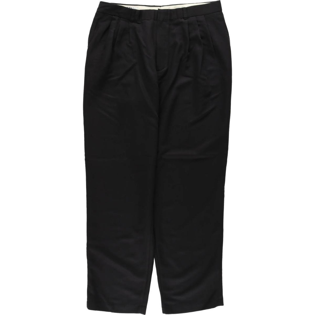 CITY STREETS Three-pleat slacks pants for men, equivalent to w34 polyester black type Vintage Second Hand