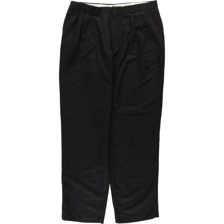 CITY STREETS Three-pleat slacks pants for men, equivalent to w34 polyester black type Vintage Second Hand