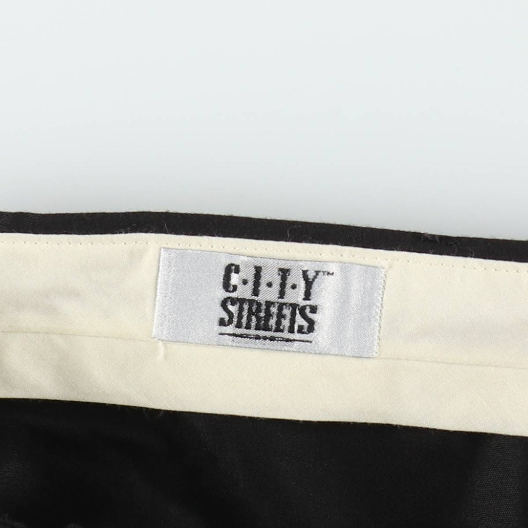 CITY STREETS Three-pleat slacks pants for men, equivalent to w34 polyester black type Vintage Second Hand