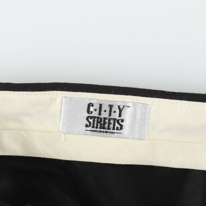 CITY STREETS Three-pleat slacks pants for men, equivalent to w34 polyester black type Vintage Second Hand