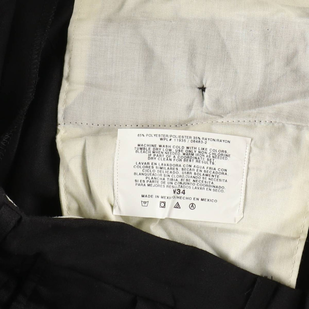 CITY STREETS Three-pleat slacks pants for men, equivalent to w34 polyester black type Vintage Second Hand