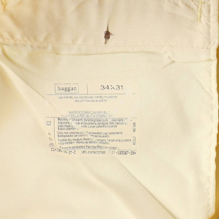 HAGGER slacks pants, men's size W34 (approx.) polyester yellow type Vintage Second Hand
