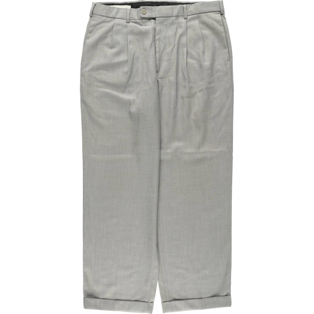 Perry Ellis men's two-pleat slacks, size W35 (approx.) polyester gray type Vintage Second Hand