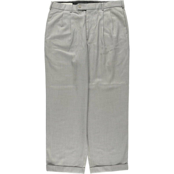 Perry Ellis men's two-pleat slacks, size W35 (approx.) polyester gray type Vintage Second Hand