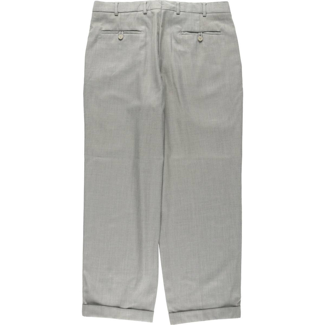 Perry Ellis men's two-pleat slacks, size W35 (approx.) polyester gray type Vintage Second Hand
