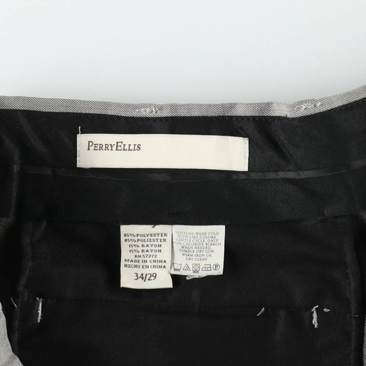 Perry Ellis men's two-pleat slacks, size W35 (approx.) polyester gray type Vintage Second Hand