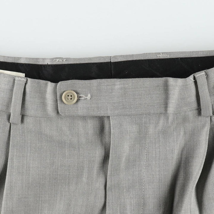 Perry Ellis men's two-pleat slacks, size W35 (approx.) polyester gray type Vintage Second Hand