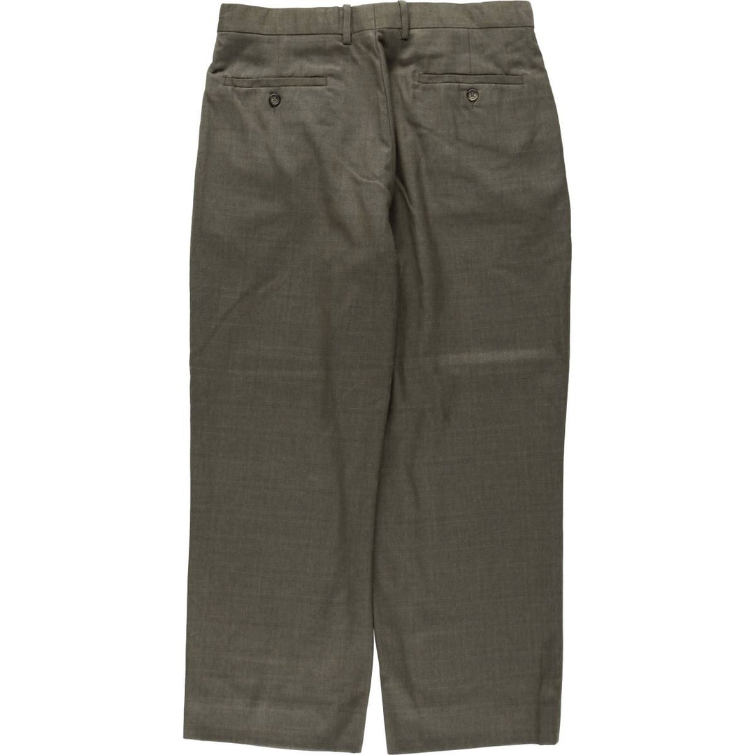 MONDO DI MARCO Check Pattern Two-Pleat Slacks Pants Men's W34 (approx.) polyester Khaki type Vintage Second Hand