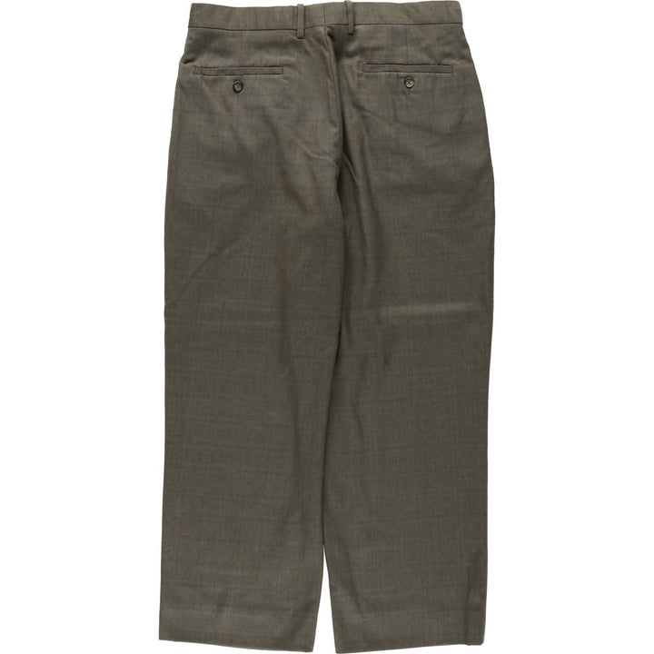 MONDO DI MARCO Check Pattern Two-Pleat Slacks Pants Men's W34 (approx.) polyester Khaki type Vintage Second Hand