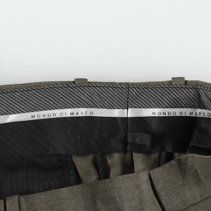 MONDO DI MARCO Check Pattern Two-Pleat Slacks Pants Men's W34 (approx.) polyester Khaki type Vintage Second Hand