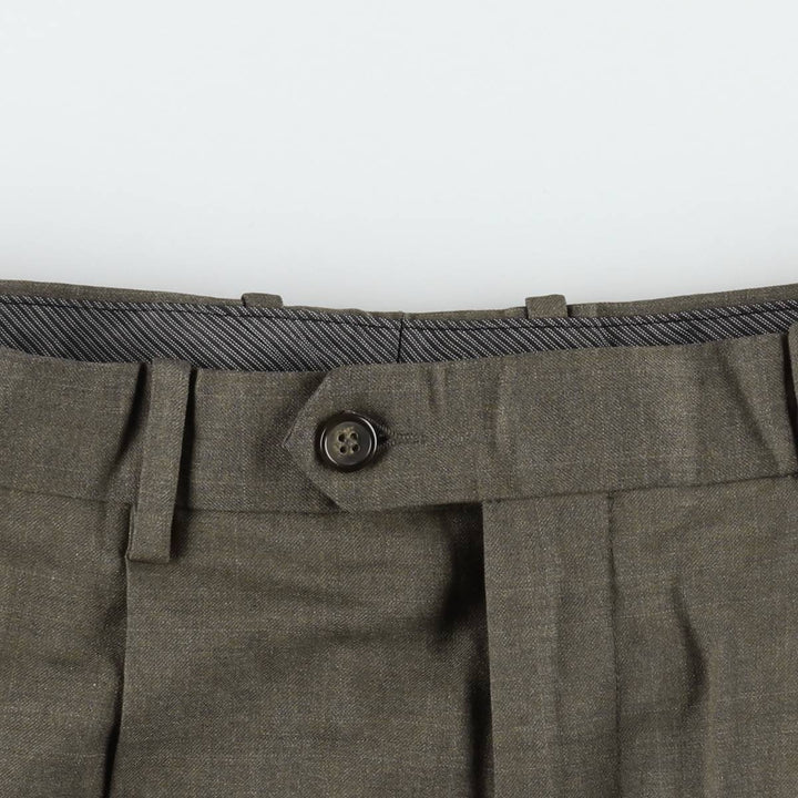 MONDO DI MARCO Check Pattern Two-Pleat Slacks Pants Men's W34 (approx.) polyester Khaki type Vintage Second Hand