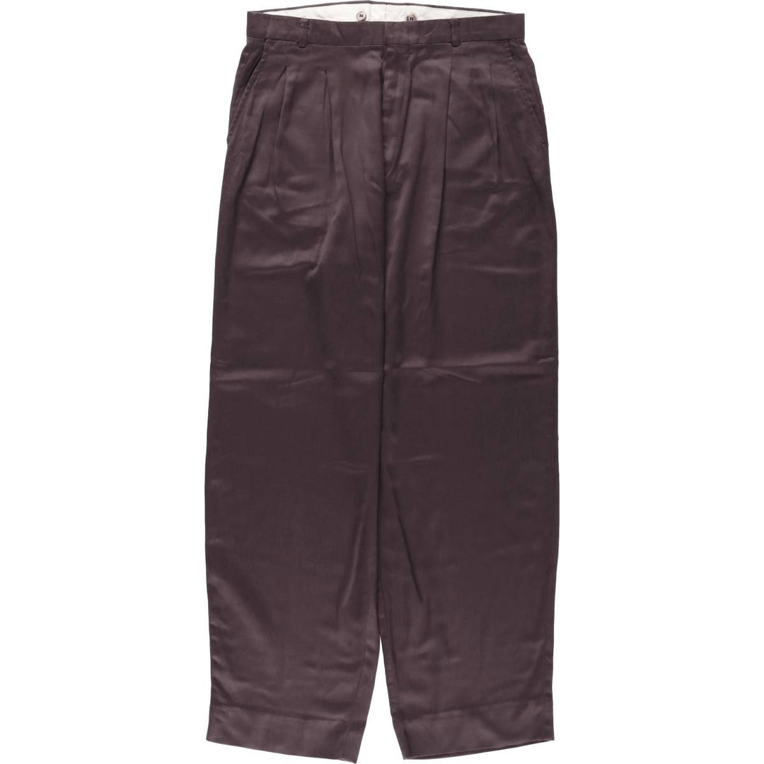 MY GRANDFATHER'S PANTS Two-Pleat Slacks, Made in USA, Men's Size W31 (approx.) unclear wine-red Vintage Second Hand