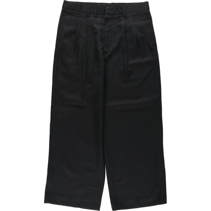 The First Collection Two-Pleat Slacks Pants Men's W34 (approx.) polyester black type Vintage Second Hand