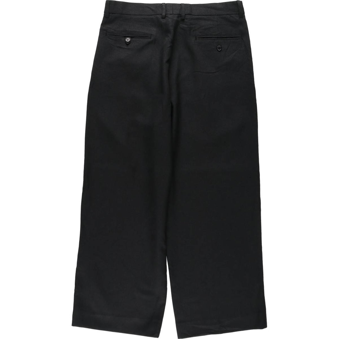 The First Collection Two-Pleat Slacks Pants Men's W34 (approx.) polyester black type Vintage Second Hand