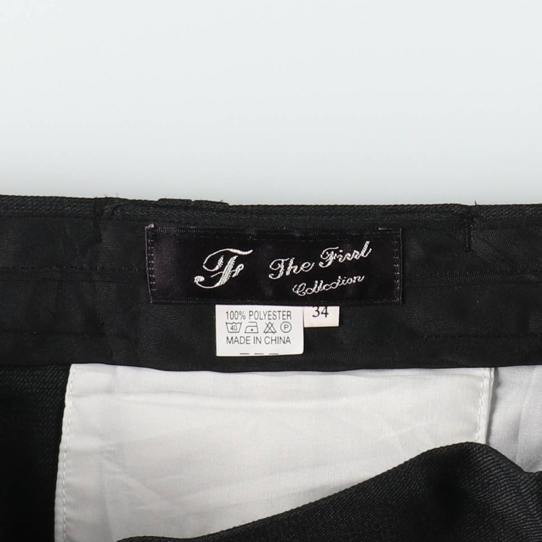 The First Collection Two-Pleat Slacks Pants Men's W34 (approx.) polyester black type Vintage Second Hand