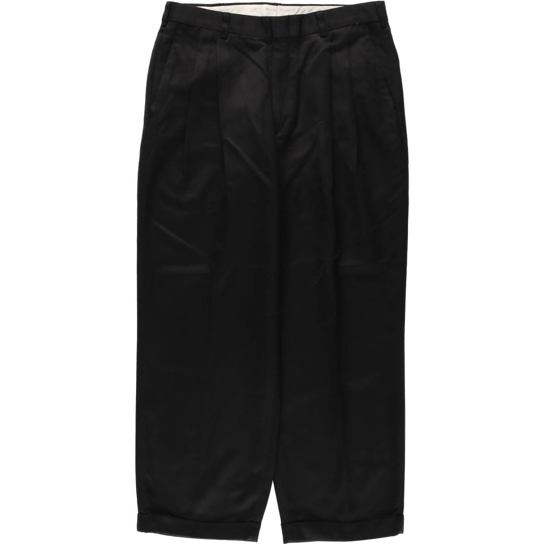 SAVANE Two-Pleat Slacks Pants, Men's W32 (approx.) polyester black type Vintage Second Hand