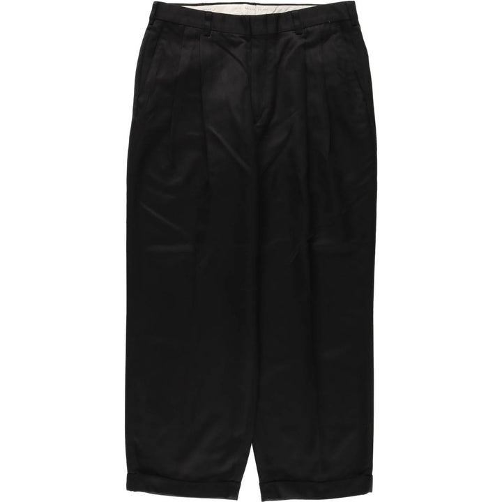 SAVANE Two-Pleat Slacks Pants, Men's W32 (approx.) polyester black type Vintage Second Hand
