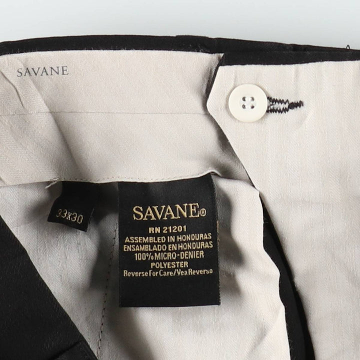 SAVANE Two-Pleat Slacks Pants, Men's W32 (approx.) polyester black type Vintage Second Hand