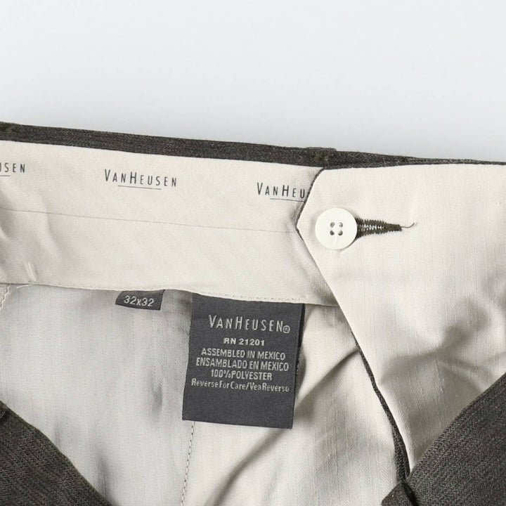 Van Heusen three-pleat slacks pants for men, equivalent to size W32. polyester Khaki type Vintage Second Hand