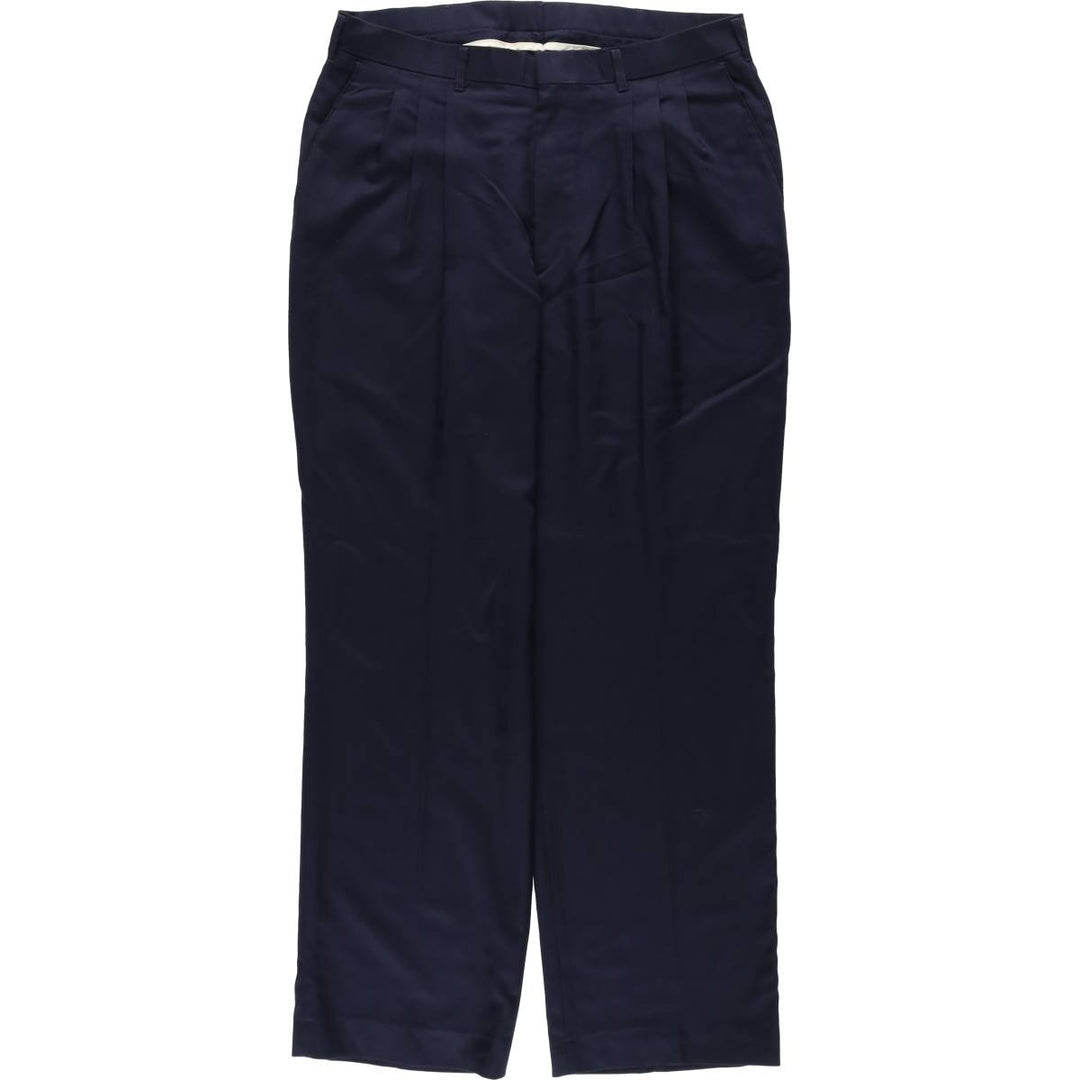 HAGGER GENTLEMAN'S FIT Three-Pleat Slacks Pants, Made in USA, Men's W34 (approx.) polyester navy blue type Vintage Second Hand