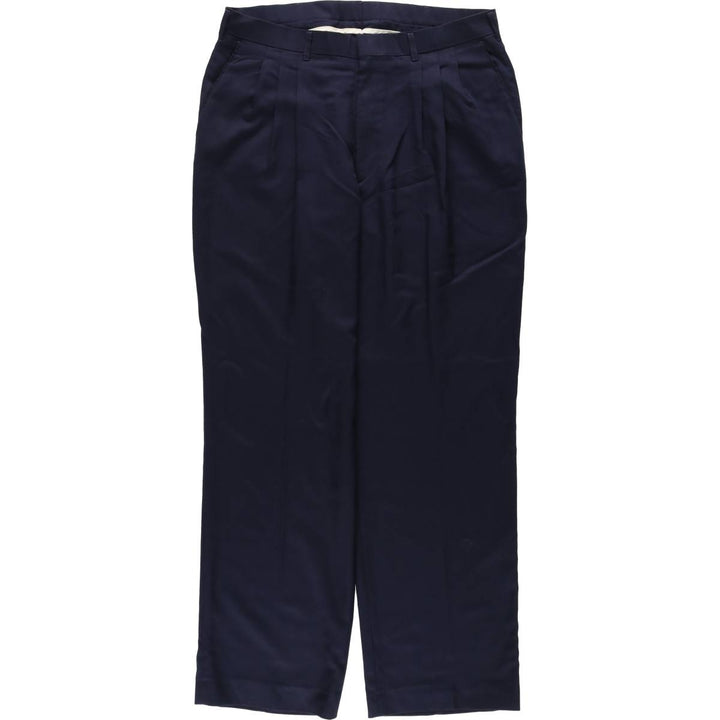 HAGGER GENTLEMAN'S FIT Three-Pleat Slacks Pants, Made in USA, Men's W34 (approx.) polyester navy blue type Vintage Second Hand