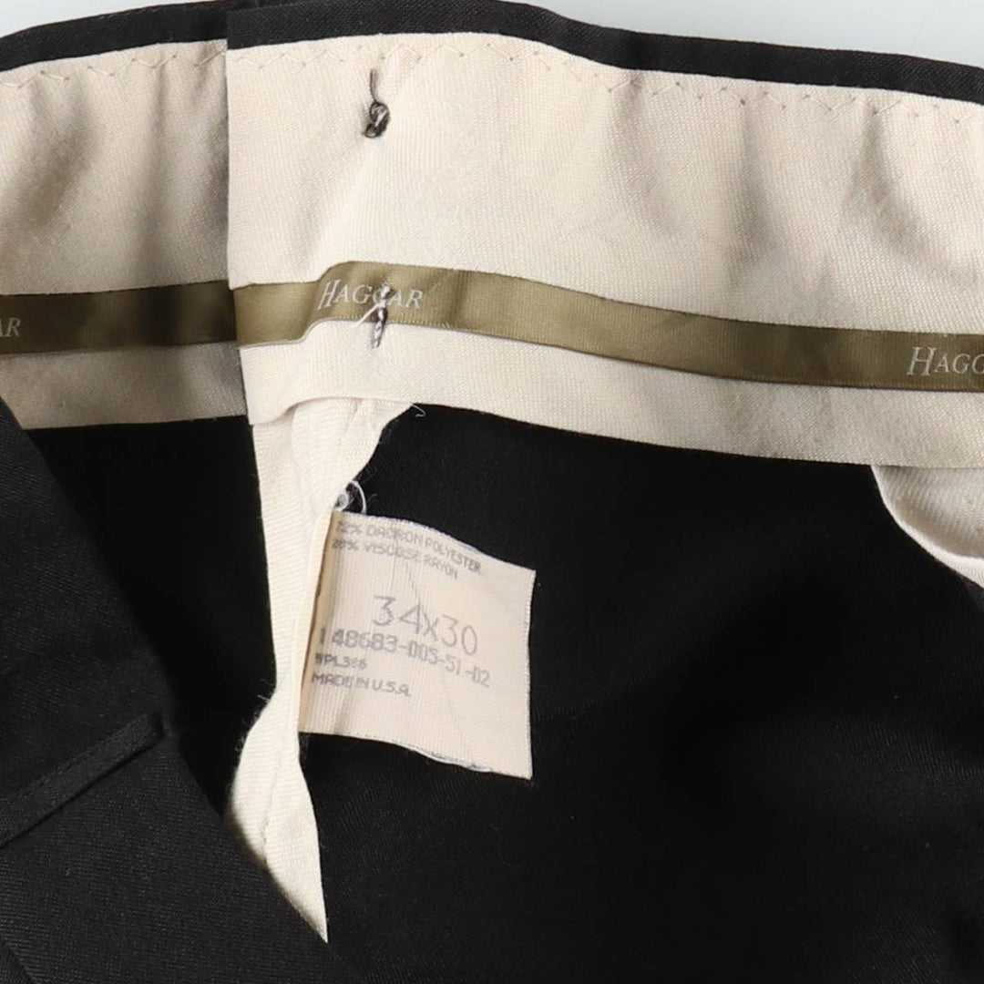 Haggar HAGGER Two-pleat Slacks, Made in USA, Men's, Size W34 polyester black type Vintage Second Hand