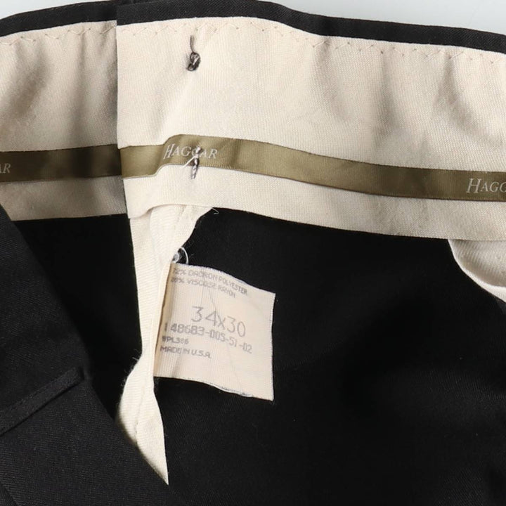 Haggar HAGGER Two-pleat Slacks, Made in USA, Men's, Size W34 polyester black type Vintage Second Hand