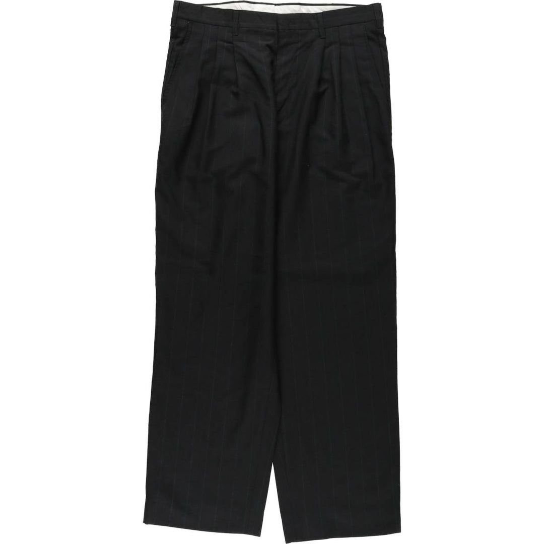 Vintage striped three-pleat slacks, men's size W34. unclear black type Vintage Second Hand