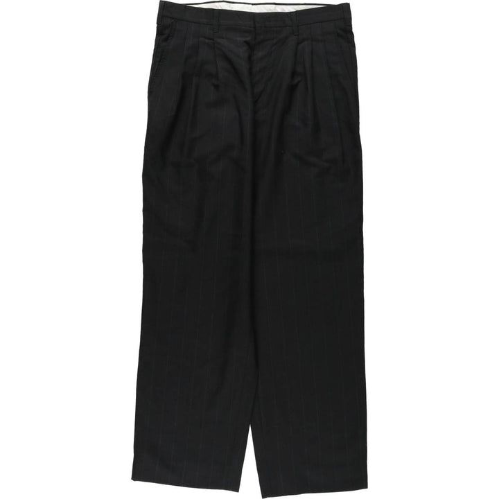 Vintage striped three-pleat slacks, men's size W34. unclear black type Vintage Second Hand