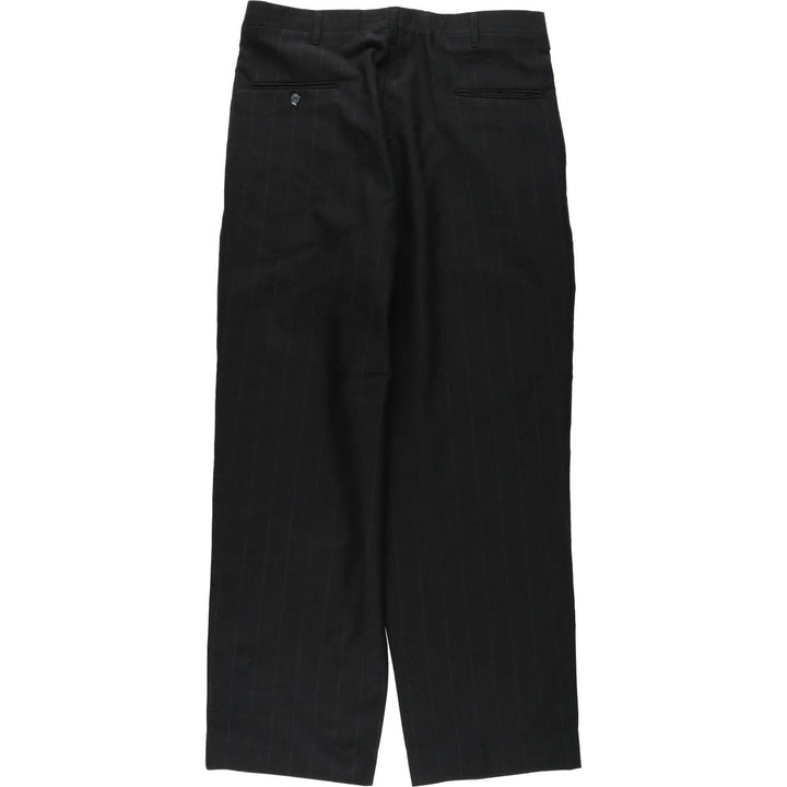 Vintage striped three-pleat slacks, men's size W34. unclear black type Vintage Second Hand