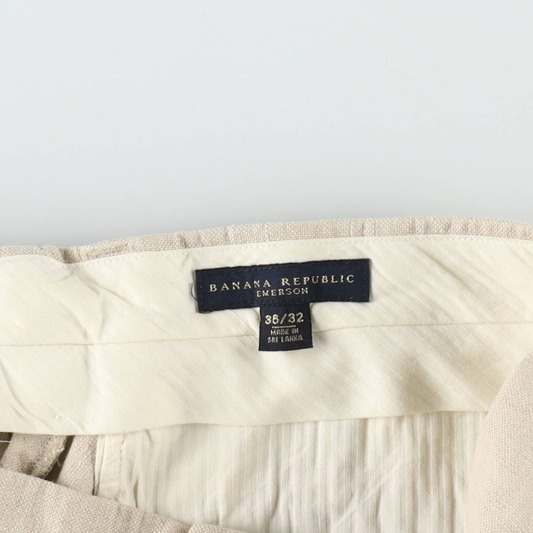 2000'S Banana Republic linen pants/slacks, men's size W36 (approx.) linen unbleached Vintage Second Hand