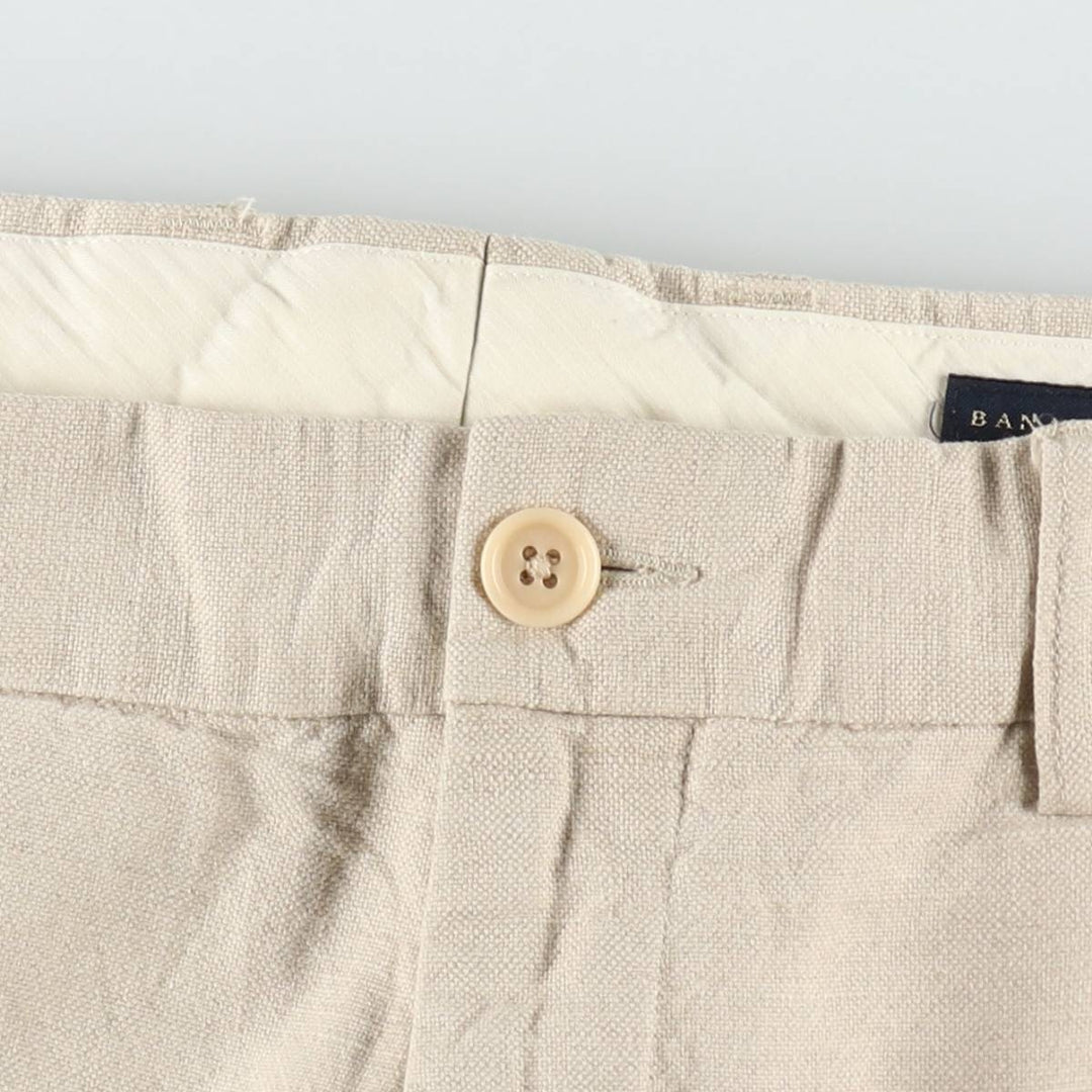 2000'S Banana Republic linen pants/slacks, men's size W36 (approx.) linen unbleached Vintage Second Hand