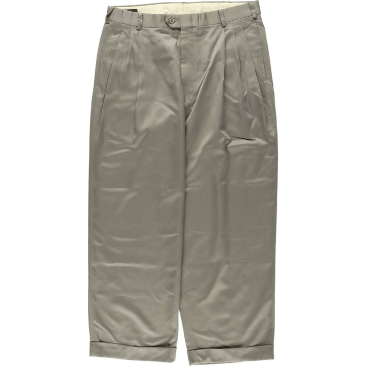 GORDON THOMAS COLLECTIBLES Three-Pleat Slacks, Made in USA, Men's Size W34 (approx.), Vintage polyester Khaki type Vintage Second Hand