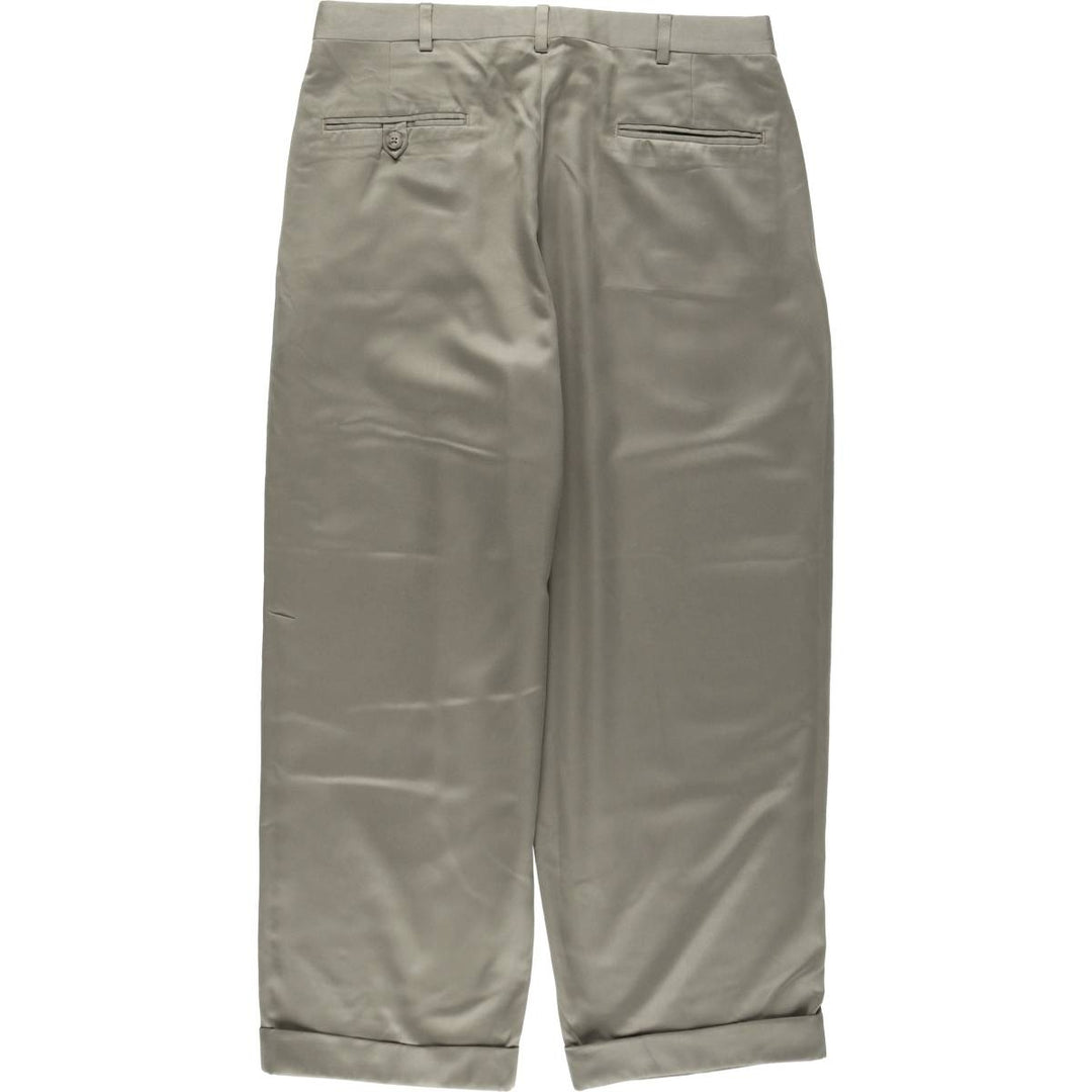 GORDON THOMAS COLLECTIBLES Three-Pleat Slacks, Made in USA, Men's Size W34 (approx.), Vintage polyester Khaki type Vintage Second Hand