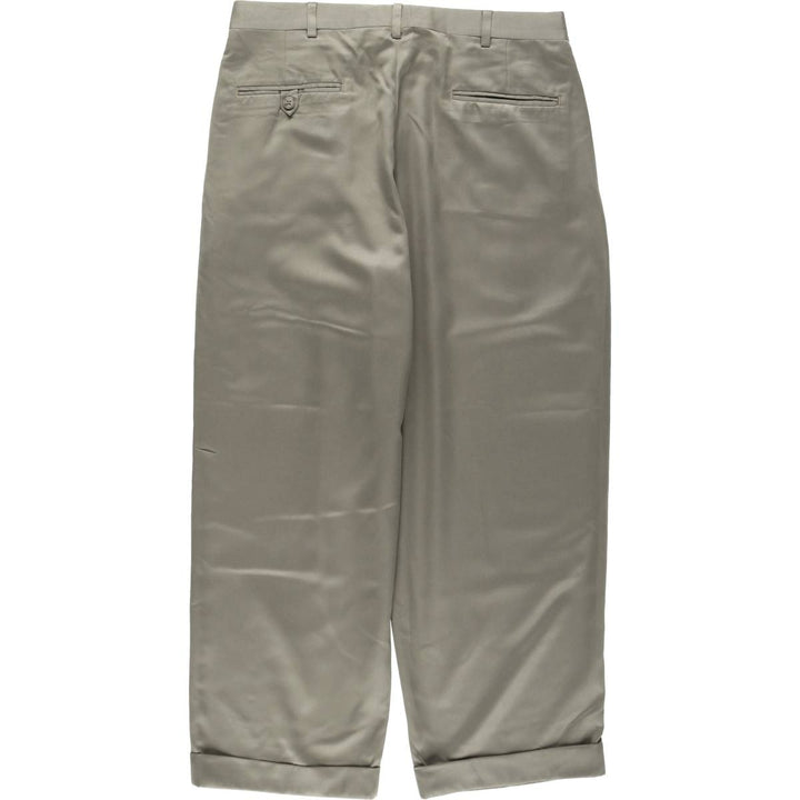 GORDON THOMAS COLLECTIBLES Three-Pleat Slacks, Made in USA, Men's Size W34 (approx.), Vintage polyester Khaki type Vintage Second Hand