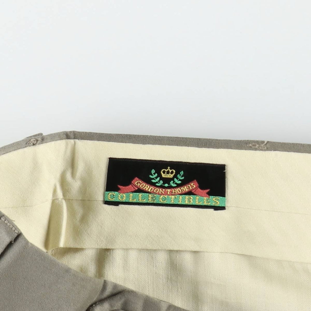 GORDON THOMAS COLLECTIBLES Three-Pleat Slacks, Made in USA, Men's Size W34 (approx.), Vintage polyester Khaki type Vintage Second Hand