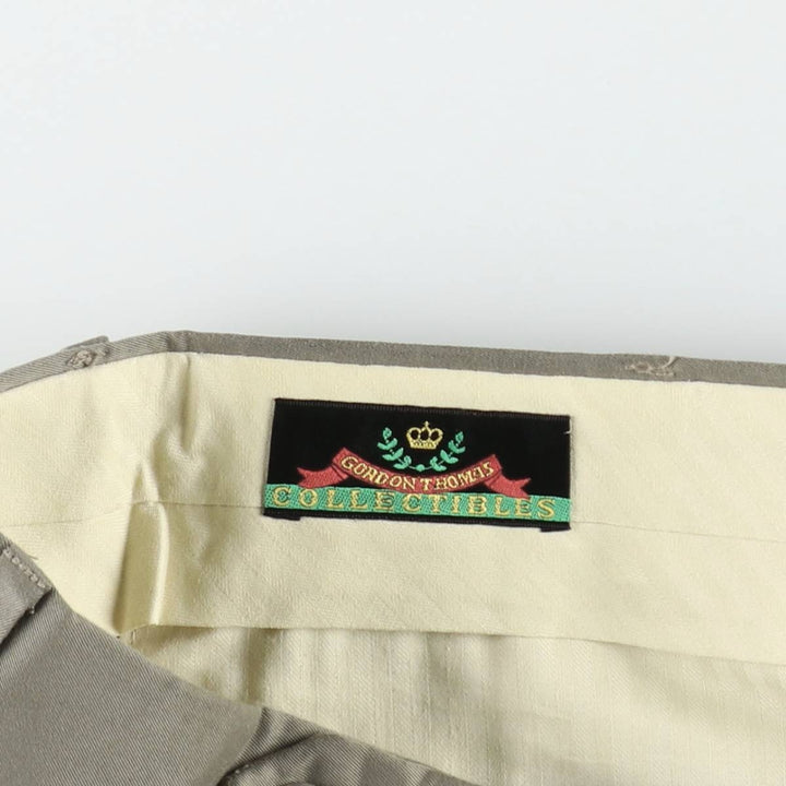 GORDON THOMAS COLLECTIBLES Three-Pleat Slacks, Made in USA, Men's Size W34 (approx.), Vintage polyester Khaki type Vintage Second Hand
