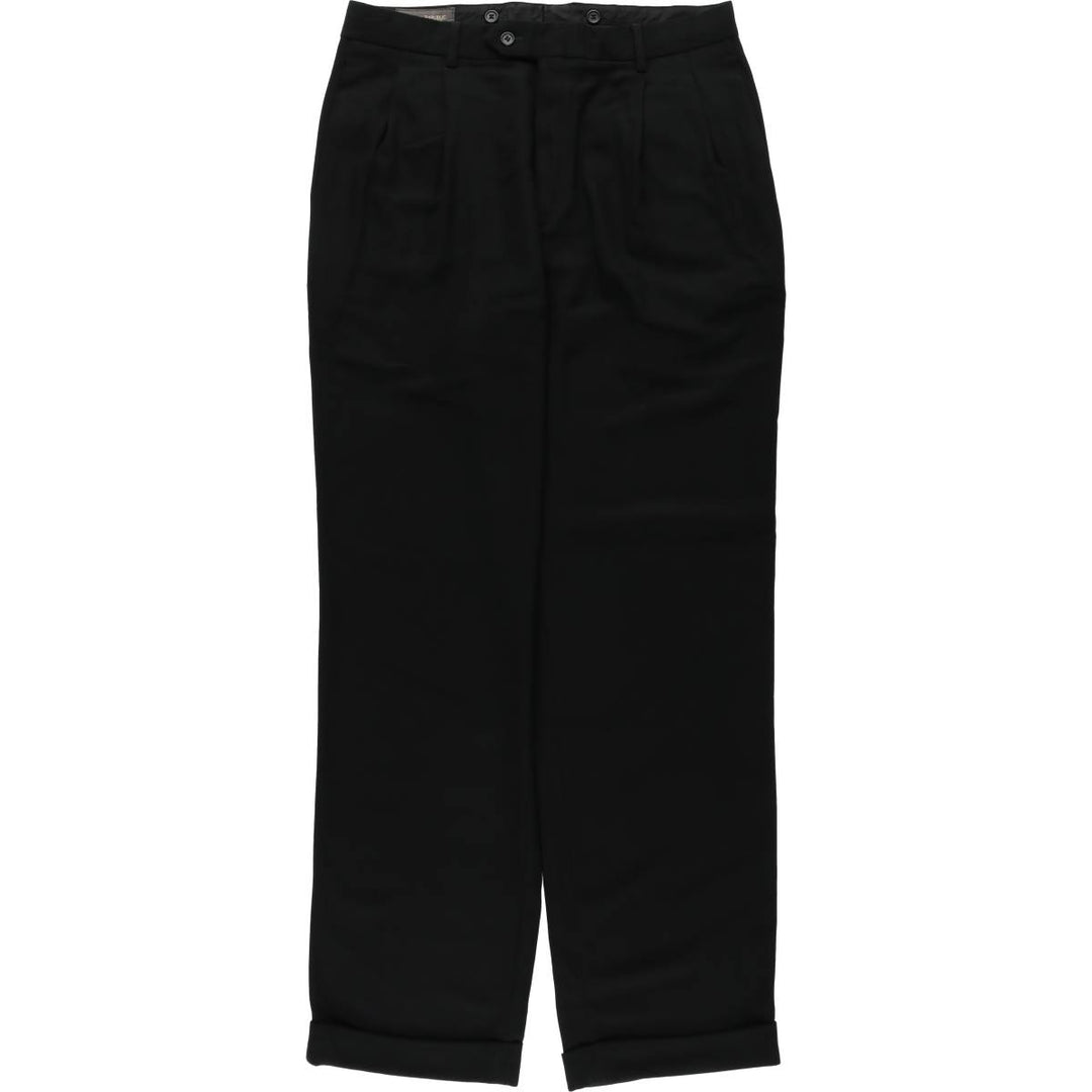 2000'S Banana Republic two-pleat wool trousers/slacks, made in Italy, men's size W34 (approx.) wool black type Vintage Second Hand